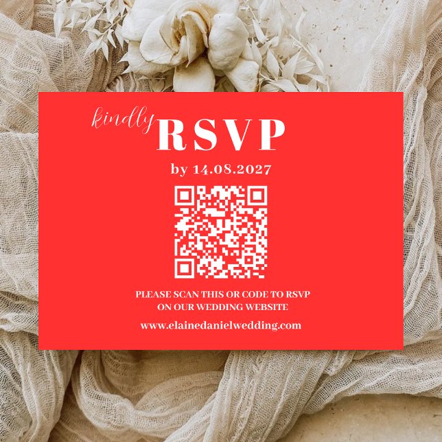Elegant Minimalist red Wedding RSVP card (Creator Uploaded)