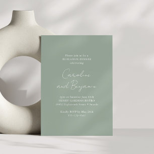 Elegant Minimalist Rehearsal Dinner Dusty Sage Invitation