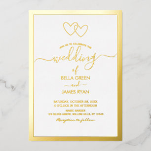 Elegant Minimalist Romantic Hearts Photo Wedding