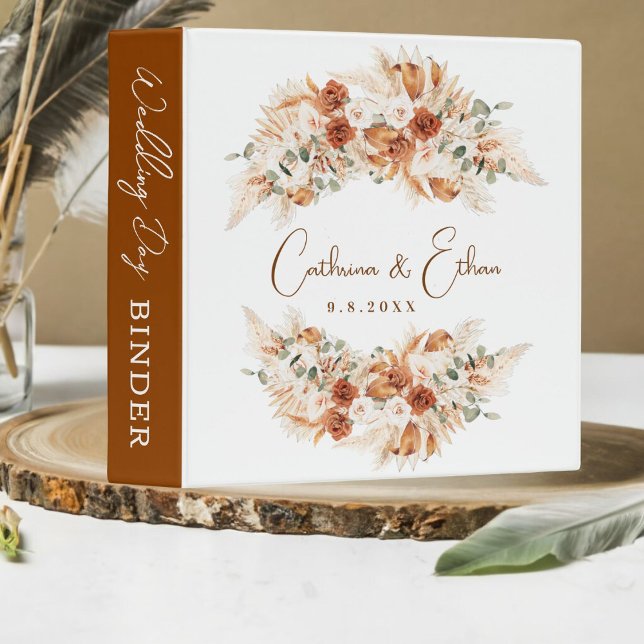 Elegant Minimalist Rustic Bohemian Script Wedding  Binder (Creator Uploaded)