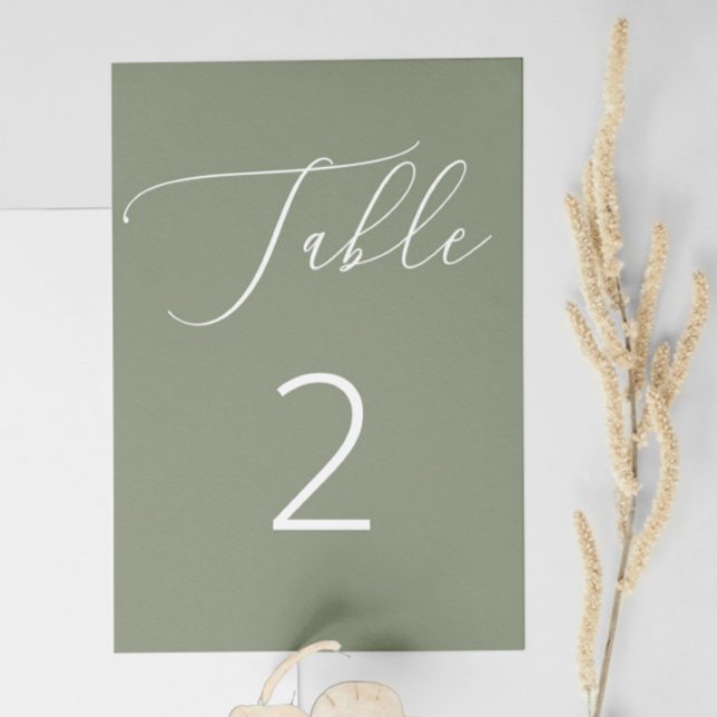 Elegant Minimalist Sage Green Rustic Wedding Table Number (Creator Uploaded)