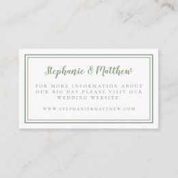 Elegant Minimalist Sage Green Wedding Website Enclosure Card