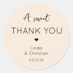 Elegant Minimalist Sand Wedding Classic Round Sticker