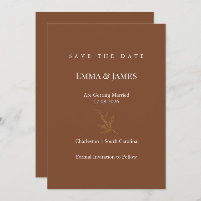 Elegant Minimalist Save the Date Card | Modern (Devant / Derrière)