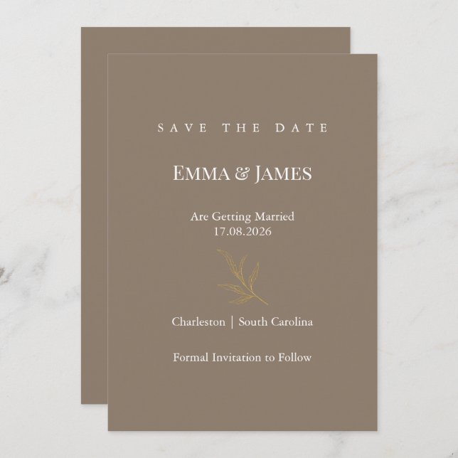 Elegant Minimalist Save the Date Card | Modern (Devant / Derrière)