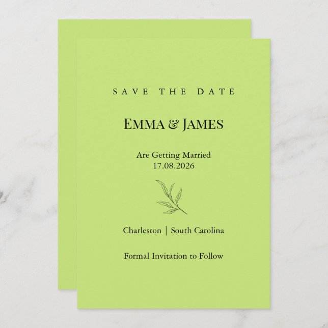 Elegant Minimalist Save the Date Card | Modern (Front/Back)