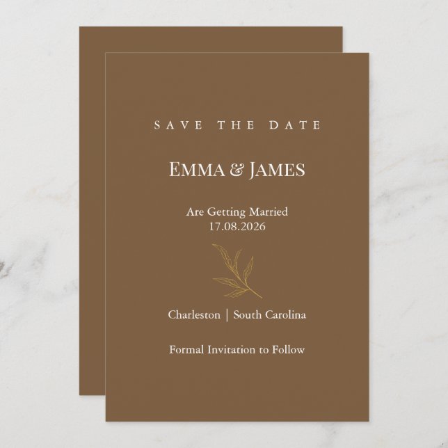 Elegant Minimalist Save the Date Card | Modern (Devant / Derrière)