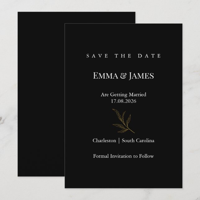 Elegant Minimalist Save the Date Card | Modern (Devant / Derrière)