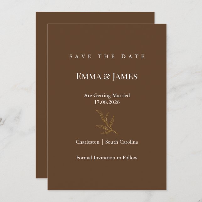 Elegant Minimalist Save the Date Card | Modern (Devant / Derrière)