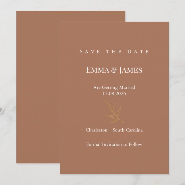 Elegant Minimalist Save the Date Card | Modern (Devant / Derrière)
