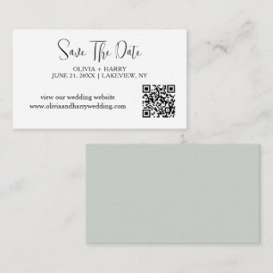 Elegant Minimalist Save The Date Card QR Code