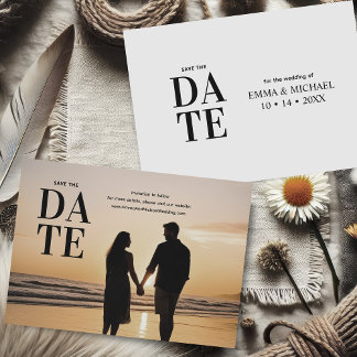 Elegant Minimalist Save the Date Card with Photo