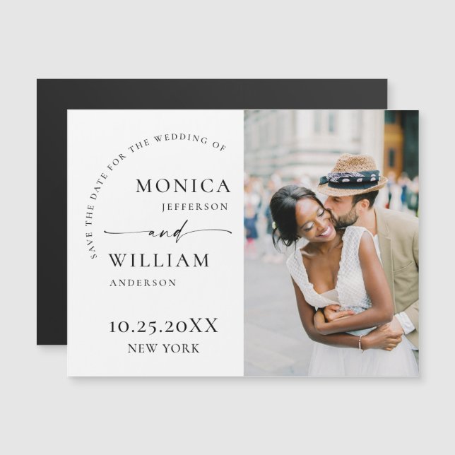 Elegant Minimalist Save the Date Magnetic Card (Front/Back)