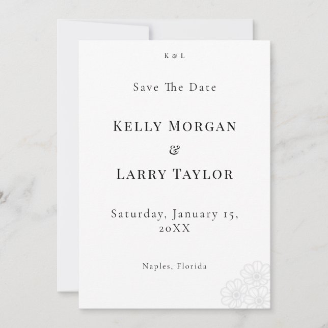 Elegant Minimalist Save the Date Wedding Card (Front)