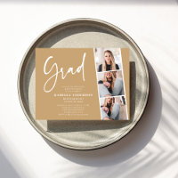 Elegant Minimalist Script 3 Photo Graduation | Tan