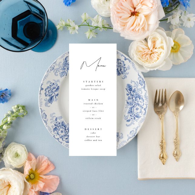 Elegant Minimalist Script Black and White Wedding Menu (Creator Uploaded)