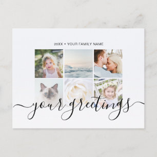 Elegant Minimalist Script Family Photo Greetings Postcard