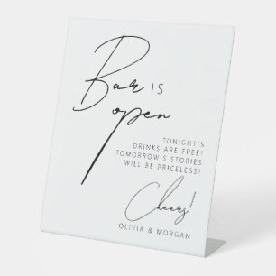 Elegant Minimalist Script Funny Wedding Drinks Pedestal Sign