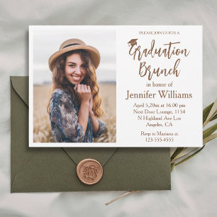 elegant minimalist script graduation brunch photo invitation