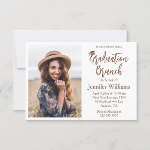 elegant minimalist script graduation brunch photo invitation