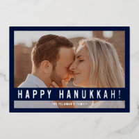 Elegant Minimalist Script Happy Hanukkah Photo 
