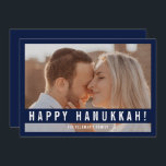 Elegant Minimalist Script Happy Hanukkah Photo  Holiday Card<br><div class="desc">Elegant Minimalist Script Happy Hanukkah Photo Holiday Card.</div>