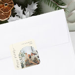 Elegant Minimalist Script Happy Holidays Photo Square Sticker<br><div class="desc">Elegant Minimalist Script Happy Holidays Photo Square Sticker</div>