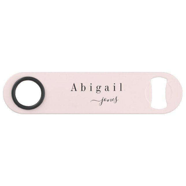 Elegant Minimalist Script Name Personalized Bar Key (Front (Horizontal))