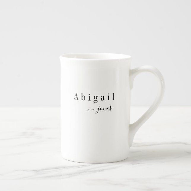 Elegant Minimalist Script Name Personalized Bone China Mug (Right)