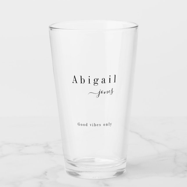 Elegant Minimalist Script Name Personalized Glass (Front)