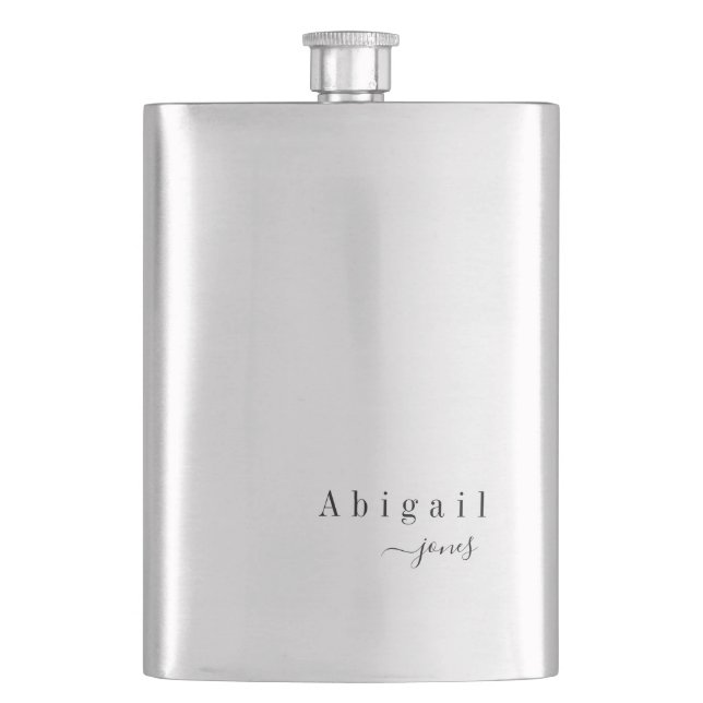 Elegant Minimalist Script Name personalized Hip Flask (Front)