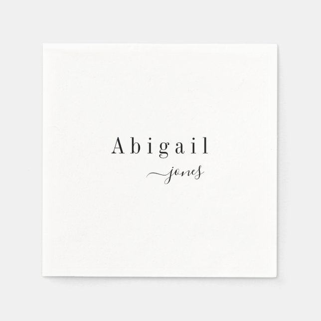 Elegant Minimalist Script Name Personalized Napkin (Front)