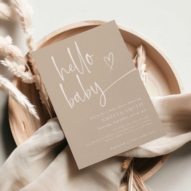 Elegant Minimalist Script Neutral Baby Shower Invitation (Creator Uploaded)