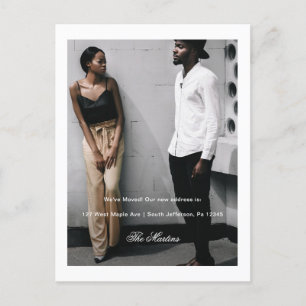 Elegant Minimalist Script New Address Photo Postcard