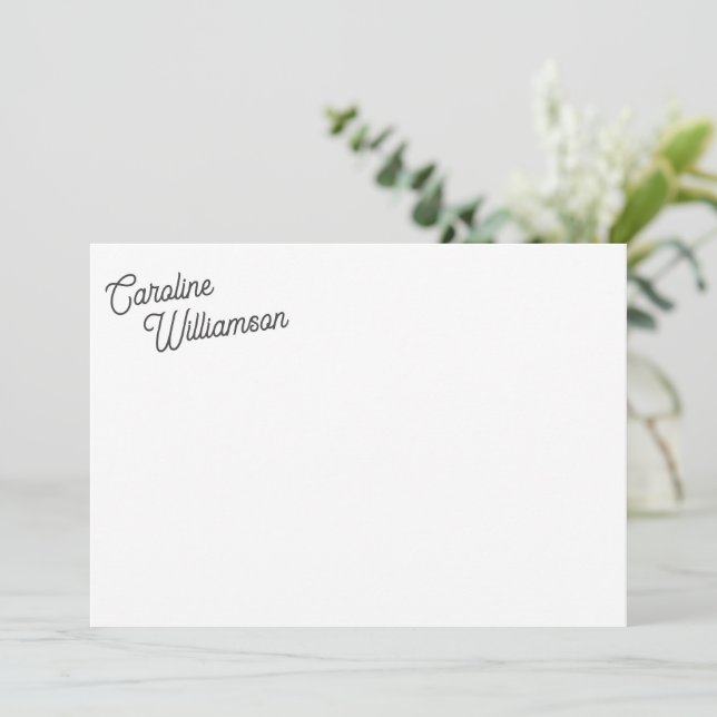 Elegant Minimalist Script Personalized Stationery  Card (Standing Front)