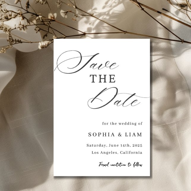 Elegant Minimalist Script Save the Date Card (Créateur téléchargé)