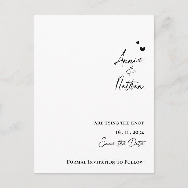 Elegant Minimalist Script Tying the Knot Wedding Announcement Postcard (Front)