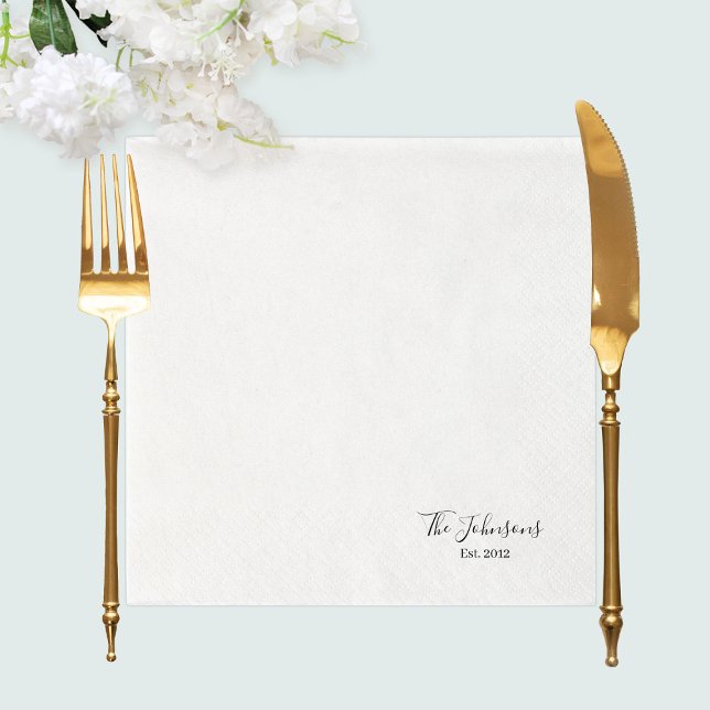 Elegant Minimalist Script Typography Family Name Napkin (Elegant Minimalist Script Typography Family Name Napkins
)