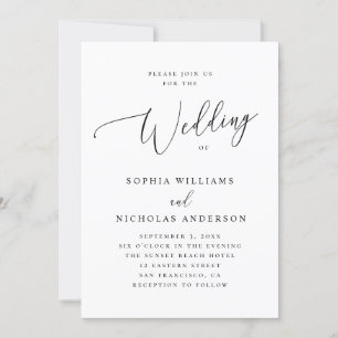 Elegant Minimalist Script Wedding   Formal Classic Invitation