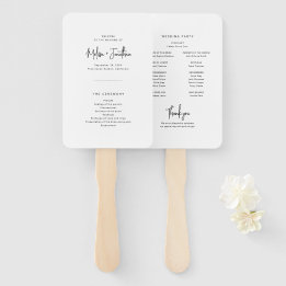 Elegant Minimalist Script Wedding Program Hand Fan