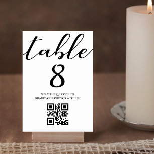 Elegant Minimalist Script Wedding QR Code Table Number