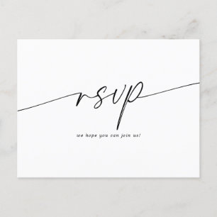 Elegant Minimalist Script Wedding RSVP Postcard