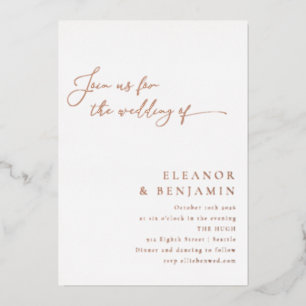 Elegant Minimalist Script Wedding White Rose Gold
