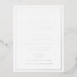 Elegant Minimalist Silver Bridal Shower Foil Invitation Postcard