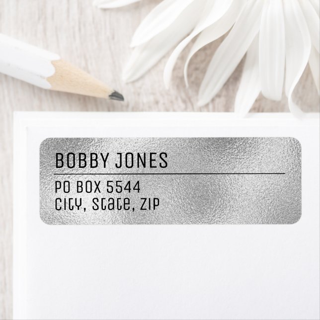 Elegant Minimalist Silver Metallic Return Address  (Insitu)