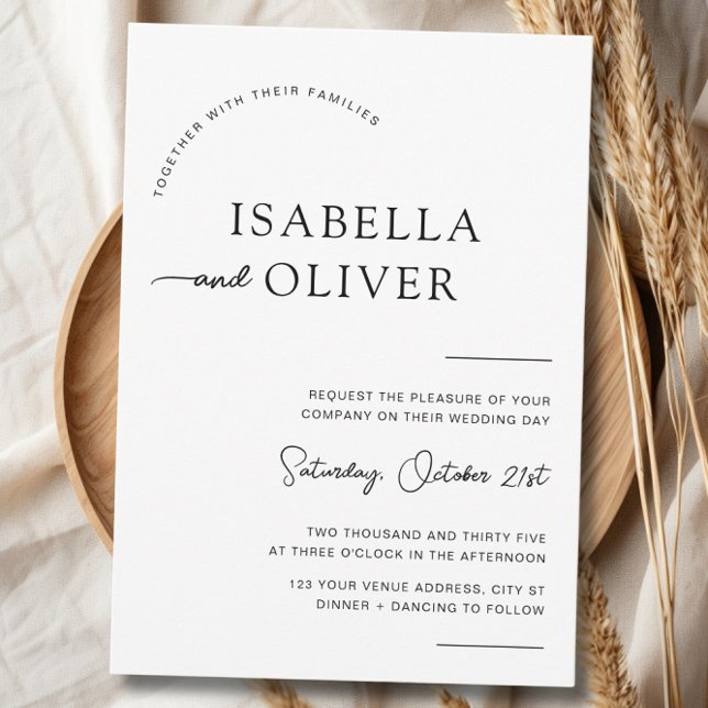 Elegant Minimalist Simple Black and White Wedding Invitation (Elegant Minimalist Simple Black and White Wedding Invitation -Front)