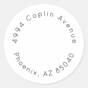Elegant Minimalist Simple Bridal Shower Address Classic Round Sticker