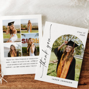 Elegant Minimalist Simple Graduation 5 Photo Thank You Card