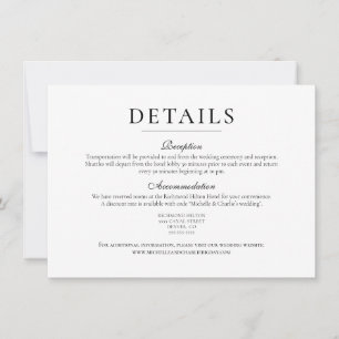 Elegant Minimalist Simple Wedding Details Invitation