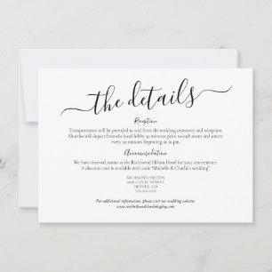 Elegant Minimalist Simple Wedding Details Invitation